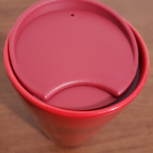 Starbucks Tumbler Travel Mug Ceramic 2021 Red Two Tone Stripe 12oz 355ml NWOT - Picture 4 of 7